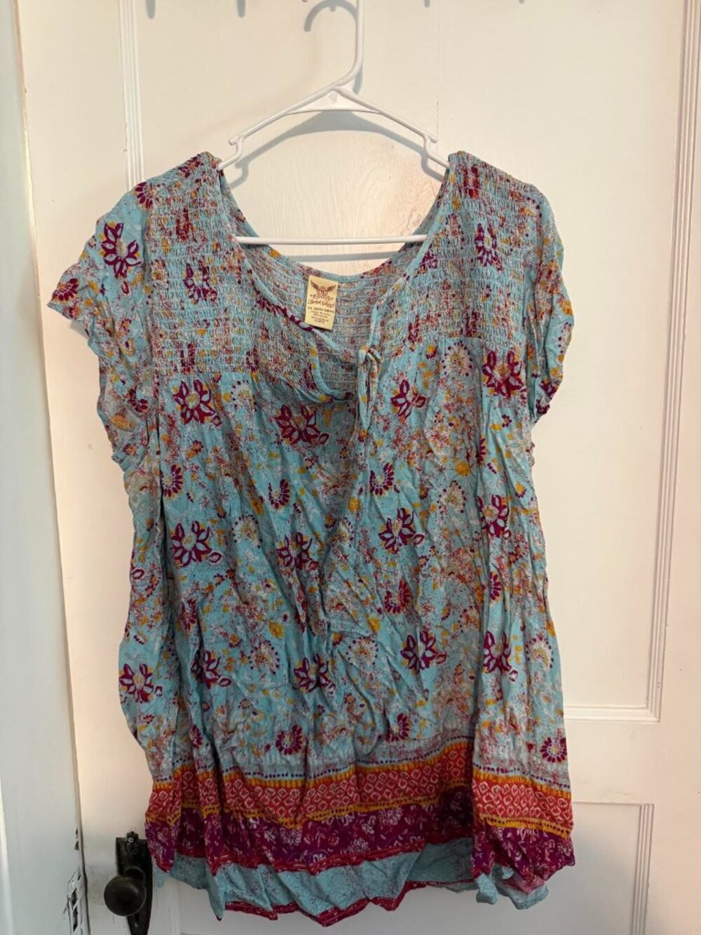Floral Boho Smocked Tunic Top